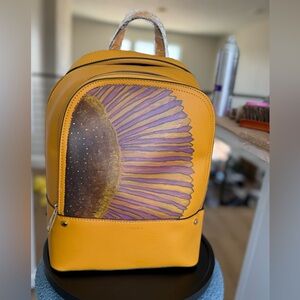 Hand Painted Purple Daisy Theme Backpack New With Tags